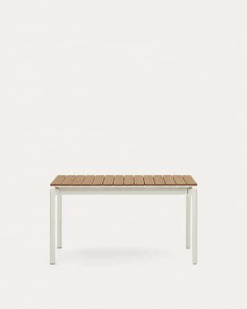 Table extensible de jardin Canyelles en bois d'œuvre en plastique et aluminium blanc mat 140 (200) x 90 cm