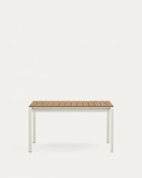 Ανοιγόμενο τραπέζι εξ. χώρου Canyelles, πλαστικό με όψη ξύλου και λευκό ματ αλουμίνιο, 140(200)x90εκ
