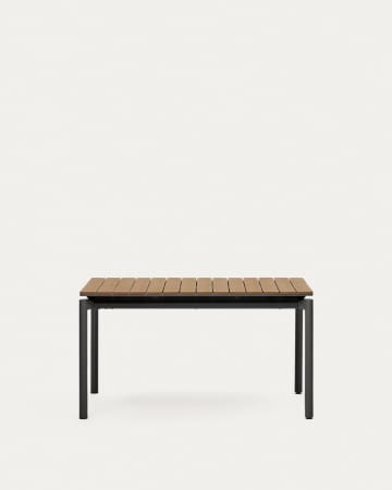Ανοιγόμενο τραπέζι εξ. χώρου Canyelles, πλαστικό με όψη ξύλου και μαύρο ματ αλουμίνιο, 140(200)x90εκ