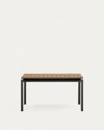 Canyelles extendable outdoor table, plastic lumber & matte black aluminium, 140 (200) x 90 cm