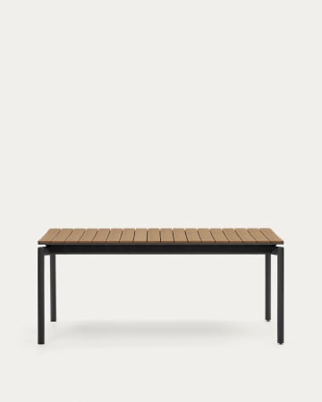 Table extensible de jardin Canyelles en bois d'œuvre en plastique et aluminium noir mat 180(240) x 100 cm