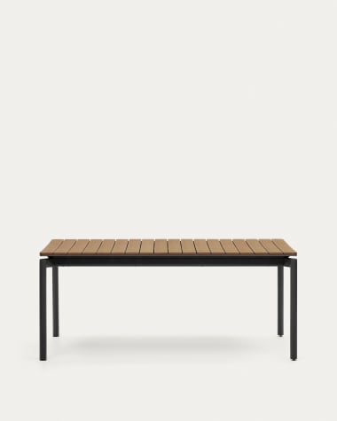 Table extensible de jardin Canyelles en bois d'œuvre en plastique et aluminium noir mat 180(240) x 100 cm