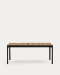 Ανοιγόμενο τραπέζι εξ. χώρου Canyelles, πλαστικό με όψη ξύλου και μαύρο ματ αλουμίνιο, 180(240)x100εκ