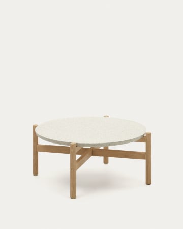 Pola salontafel in cement en eucalyptus massief hout Ø 84,4 cm FSC
