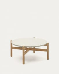 Tavolino da caffè Pola in cemento e legno massello di eucalipto Ø 84,4 cm FSC