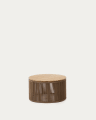Stolik kawowy Dandara ze stali, beżowego sznurka i litego drewna akacjowego Ø 70 cm FSC 100%