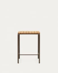 Table haute d'extérieur Salguer bois acacia massif acier marron 70 x 70 cm FSC 100%