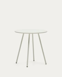 Okrągły stół outdoorowy Montjoi ze stali z białym wykończeniem Ø 70 cm
