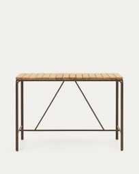 Salguer solid acacia & brown steel bar table, outdoor suitable, 140 x 70 cm FSC 100%