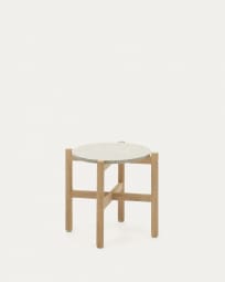 Tavolino Pola in cemento e legno massello di eucalipto Ø 50 cm FSC