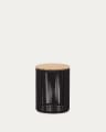 Stolik pomocniczy Dandara ze stali, czarnego sznurka i litego drewna akacjowego Ø 40 cm FSC 100%