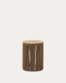 Stolik pomocniczy Dandara ze stali, beżowego sznurka i litego drewna akacjowego Ø 40 cm FSC 100%