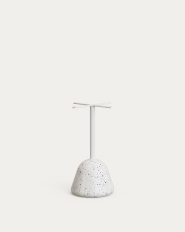 Saura Outdoor Table Base in White Terrazzo and Steel with White Finish Ø 37 x 75 cm