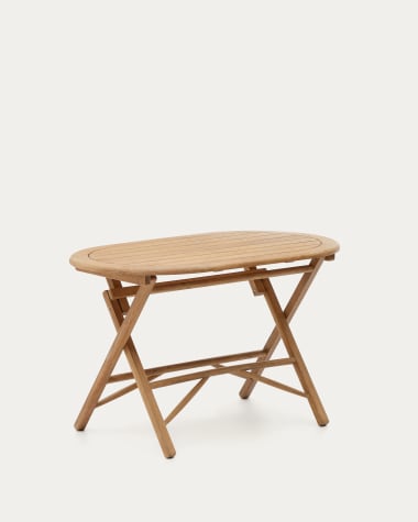Dandara folding table in 100% FSC solid acacia wood natural finish, Ø 120 x 60 cm