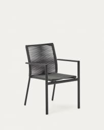 Krzesło ogrodowe sztaplowane Culip z liny i szarego aluminium