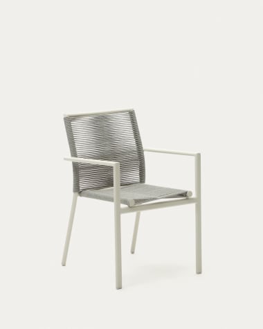 Culip aluminium and cord stackable outdoor chair in white