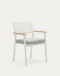 Καρέκλα εξωτερικού χώρου Bona, αλουμίνιο σε λευκό φινίρισμα και μπράτσα σε μασίφ ξύλο τικ