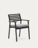 Bona stackable aluminium garden chair with a black finish and solid teak wood armrests