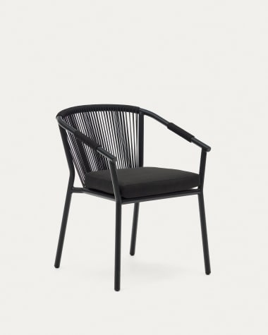 Καρέκλα εξωτερικού χώρου Xelida, αλουμίνιο και μαύρο σκοινί