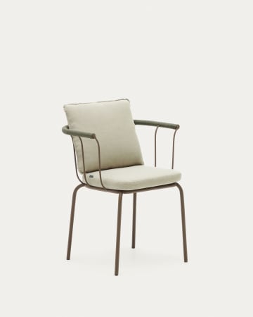 Krzesło sztaplowane Salguer z liny i stali z brązowym lakierowanym wykończeniem