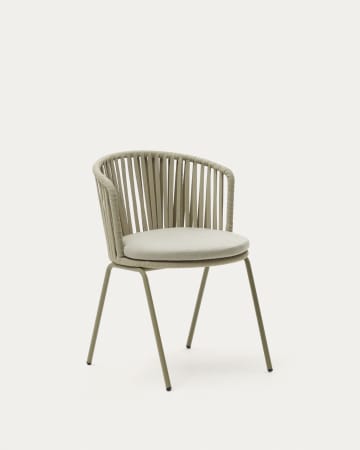 Saconca outdoor chair with cord and steel. with a beige painted finish