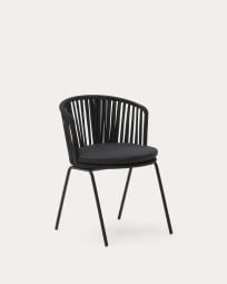 Saconca outdoor chair with cord and steel. with a black painted finish