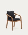 Malaret stapelbarer Stuhl aus massivem Eukalyptusholz 100% FSC und Seil in Schwarz