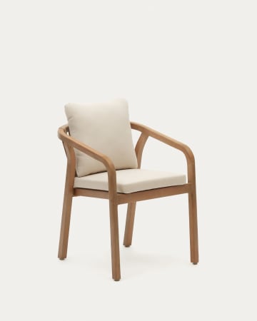 Krzesło sztaplowane Malaret z litego drewna eukaliptusowego i beżowej liny FSC