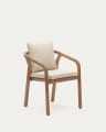 Krzesło sztaplowane Malaret z litego drewna eukaliptusowego i beżowej liny FSC 100%