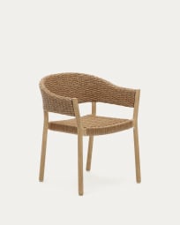 Krzesło sztaplowane ogrodowe Pola lite drewno eukaliptusowe i syntetyczny rattan naturalne wykończenie FSC 100%