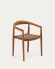 Sedia impilabile Ydalia in legno massello di teak con finitura naturale e corda beige