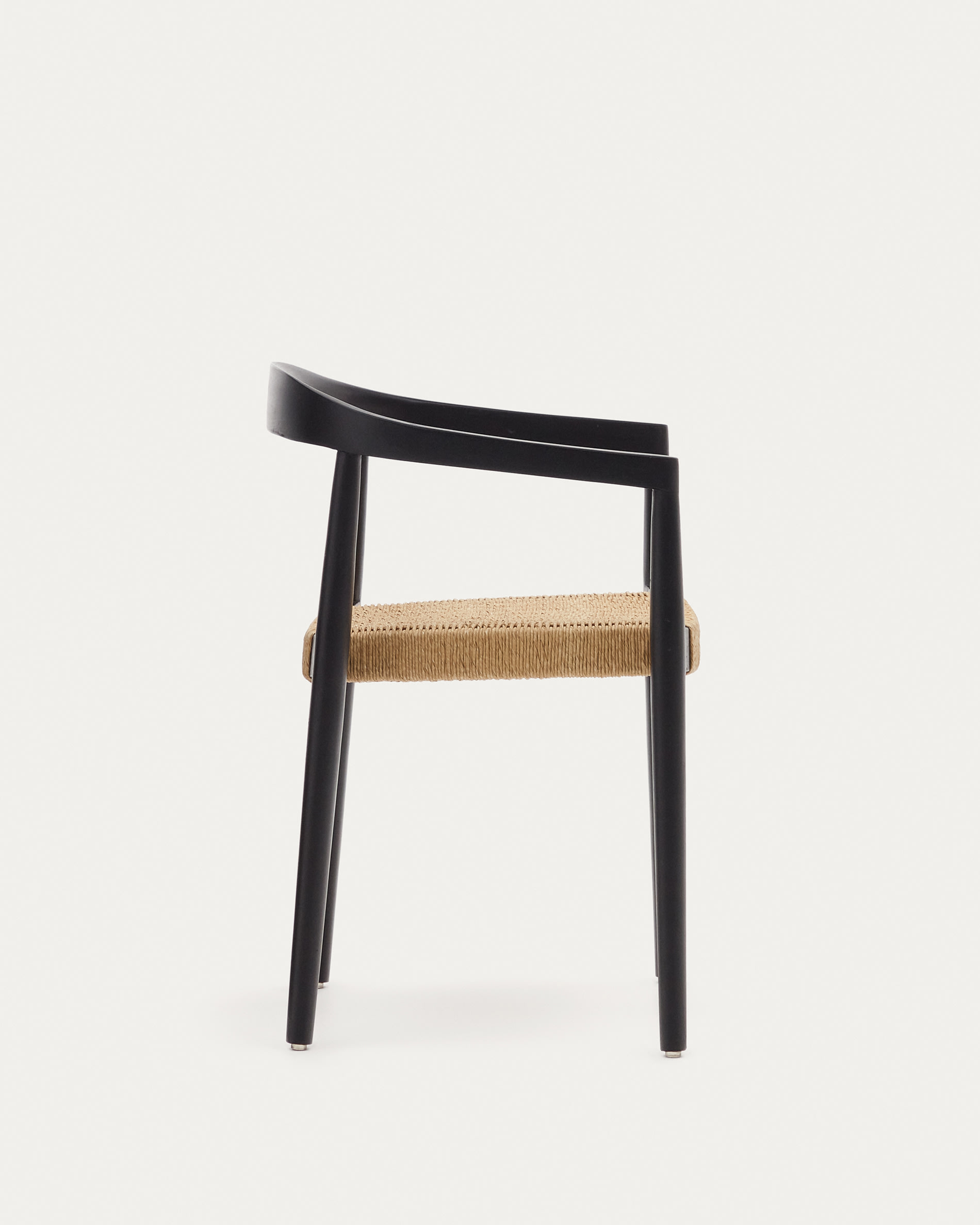 Ydalia stackable outdoor chair in solid teak wood with black finish and  synthetic rattan rope | Kave Home