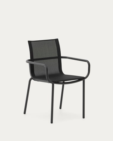 Galdana stackable outdoor chair made of aluminum with a black painted finish
