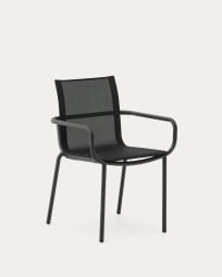 Cadeira de exterior empilhável Galdana de alumínio com acabamento cinza-escuro