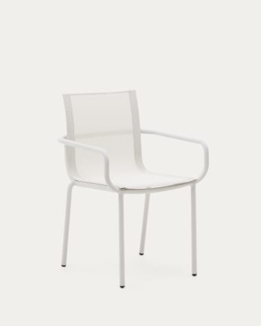 Cadeira de exterior empilhável Galdana de alumínio com acabamento pintado branco