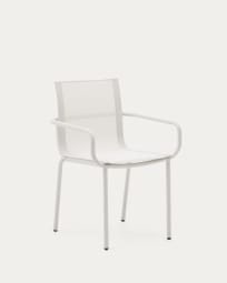 Cadira d'exterior apilable Galdana d'alumini amb acabat pintat de blanc