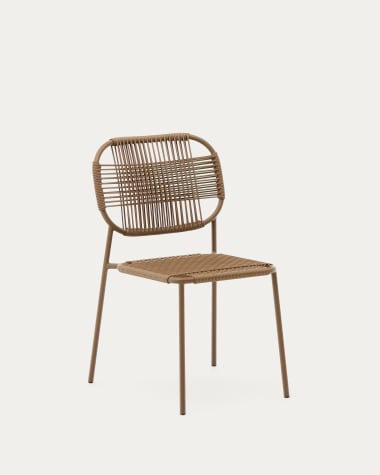 Talaier stackable outdoor chair made of synthetic rattan and galvanized steel in brown finish