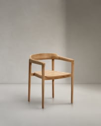 Icaro stackable solid teak wood chair in a natural finish, 100% FSC