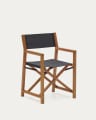 Cadeira dobrável de exterior Thianna preto e madeira maciça de acácia FSC 100%