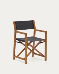 Πτυσσόμενη καρέκλα εξωτερικού χώρου Thianna, μαύρο και μασίφ ξύλο ακακίας
