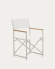 Składane krzesło Llado 100% ogrodowe białe aluminium i podłokietniki z drewna tekowego