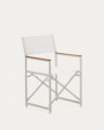 Cadeira dobrável 100% exterior Llado alumínio branco e apoio de braços madeira maciça teca