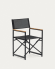 Składane krzesło Llado 100% ogrodowe czarne aluminium i podłokietniki z drewna tekowego