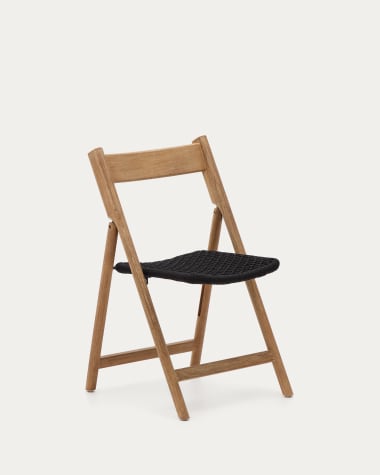 Cadeira dobrável Dandara madeira maciça acácia e estrutura aço com corda preto FSC 100%