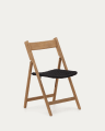 Składane krzesło Dandara z litego drewna akacjowego, ze stalową ramą z czarnym sznurkiem FSC 100%