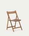 Cadira plegable Dandara, fusta massissa d'acàcia i estructura d'acer amb corda beix FSC 100%