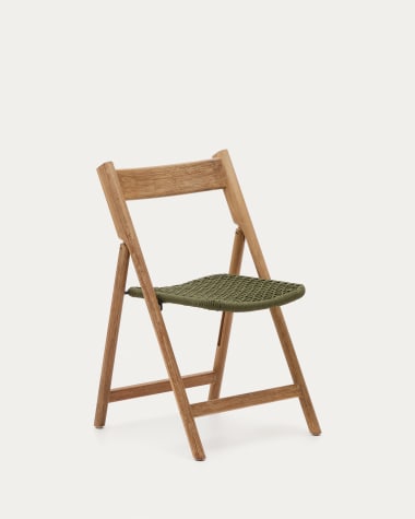 Chaise pliante Dandara bois acacia et structure acier avec corde  verte FSC 100%