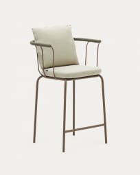 Salguer stool in cord and steel with a brown painted finish, 66 cm