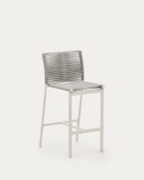 Culip outdoor stool made of rope cord and white aluminium, 65 cm