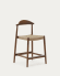 Nina solid acacia wood stool with walnut finish and beige rope height 62 cm